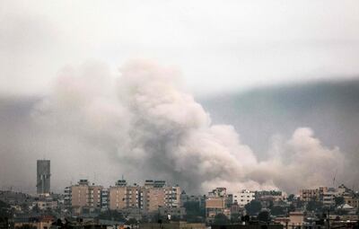 The aftermath of an Israeli bombardment of Khan Younis in the southern Gaza Strip on Sunday. AFP