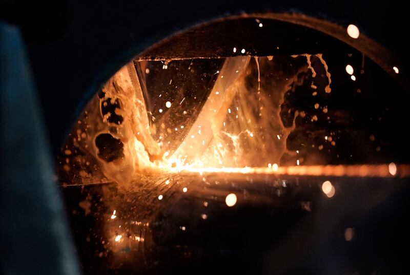 Steel is forged to make a pipe at the Borusan Mannesmann Pipe manufacturing facility Tuesday, June 5, 2018, in Baytown, Texas. Borusan is seeking a waiver from the steel tariff to import 135,000 metric tons of steel piping annually over the next two years. (AP Photo/David J. Phillip)