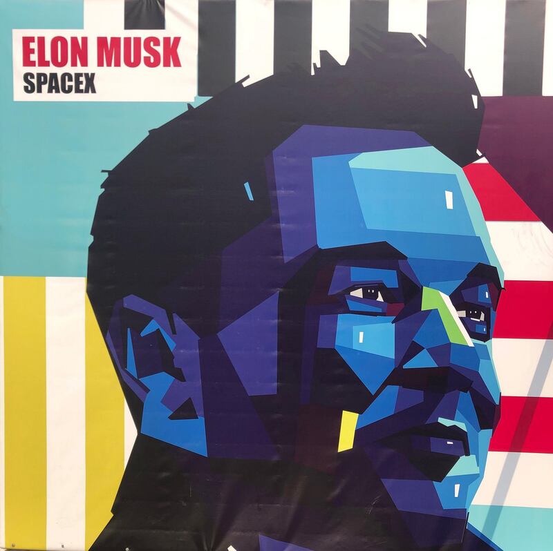 Dubai, United Arab Emirates - October 03, 2019: Elon Musk, SpaceX. Posters of different innovators on display with the Innovation Hub. Thursday the 3rd of October 2019. Dubai Internet City, Dubai. Chris Whiteoak / The National