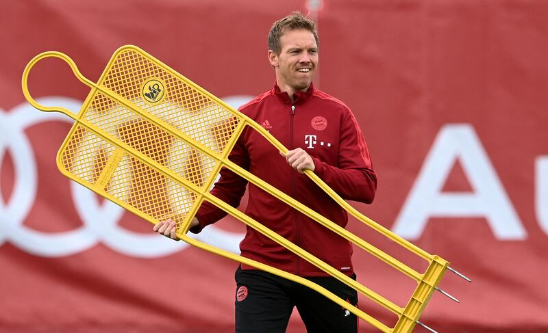 Bayern Munich's German head coach Julian Nagelsmann sets up training. AFP