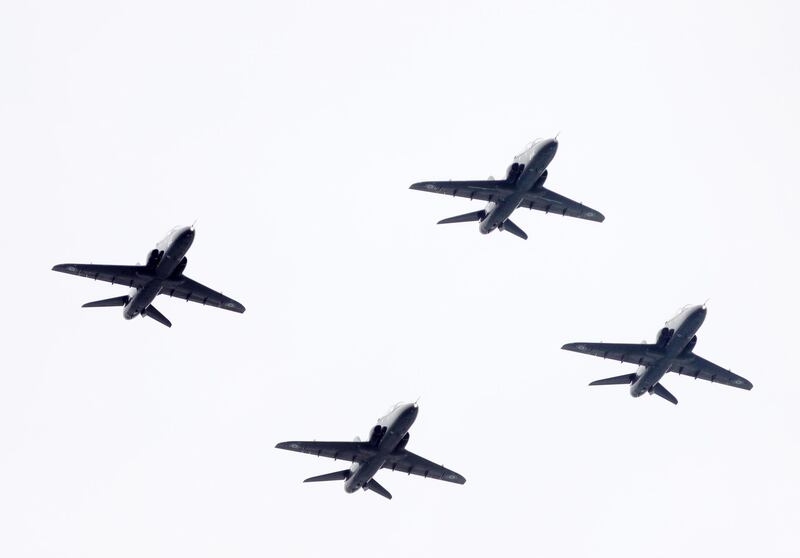 A flypast by the British Royal Air Force (RAF) four Hawk aircraft from 100 and 736 squadrons, during the commemorations for the 75th Anniversary of the D-Day landings in Southsea Common, Portsmouth, Hampshire.  EPA