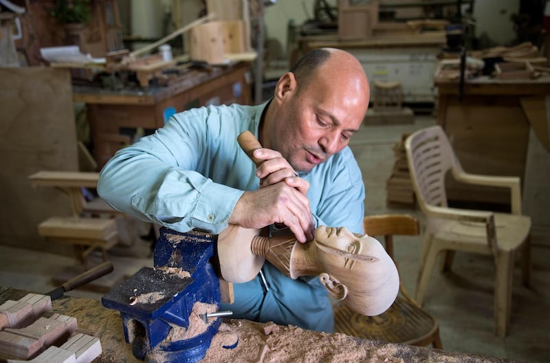 An artist works at the Replica Production Unit located at Salah Al Din Citadel in Cairo, Egypt.  EPA