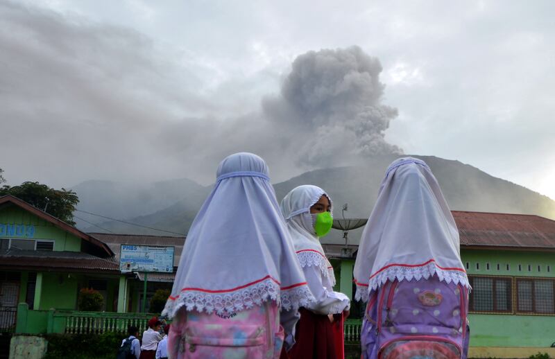 Plumes of ash rise above Mount Merapi in Indonesia's West Sumatra province on Monday. Reuters