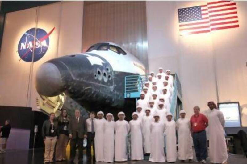 A group of 26 from the Institute of Applied Technology took part in workshops, training and lectures to gain a better understanding of the links between science, technology, engineering and space. Courtesy of Space Centre Houston