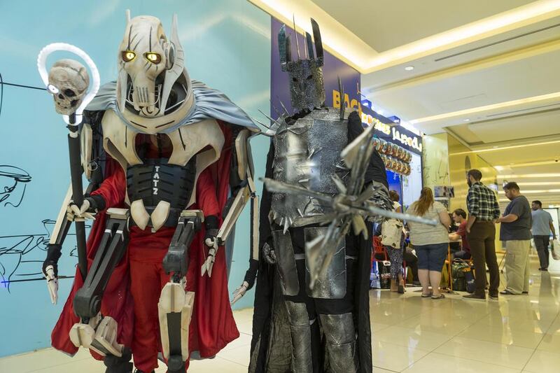 Rafael Francia (Phil) and Mohammed Faraz (Ind) wore their Cosplay outfits to the opening of Abu Dhabi’s first gaming store, Back to Games, in Boutik Mall on Reem Island. Antonie Robertson / The National