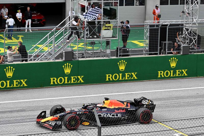 Red Bull's Dutch driver Max Verstappen crosses the finish line. AFP