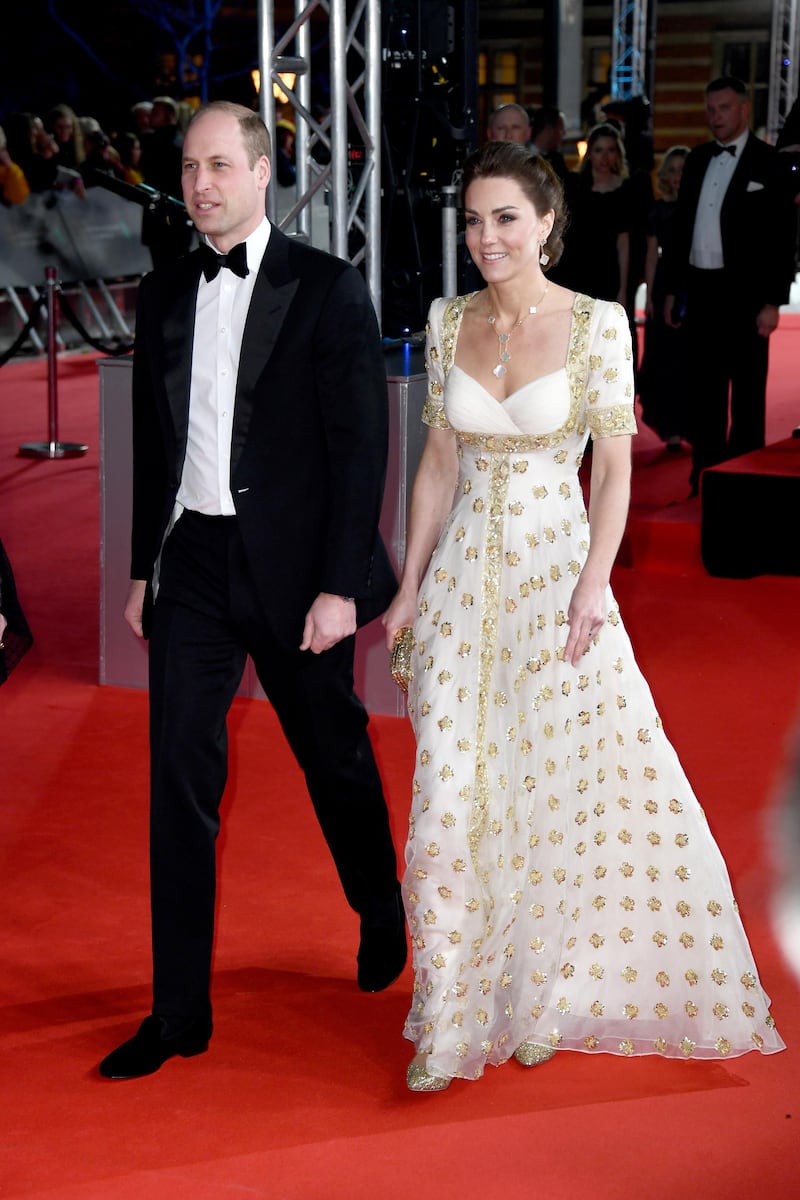 Prince William, Duke of Cambridge and Catherine, Duchess of Cambridge arrive at the 2020 EE British Academy Film Awards . She's wearing custom Alexander McQueen. Getty Images