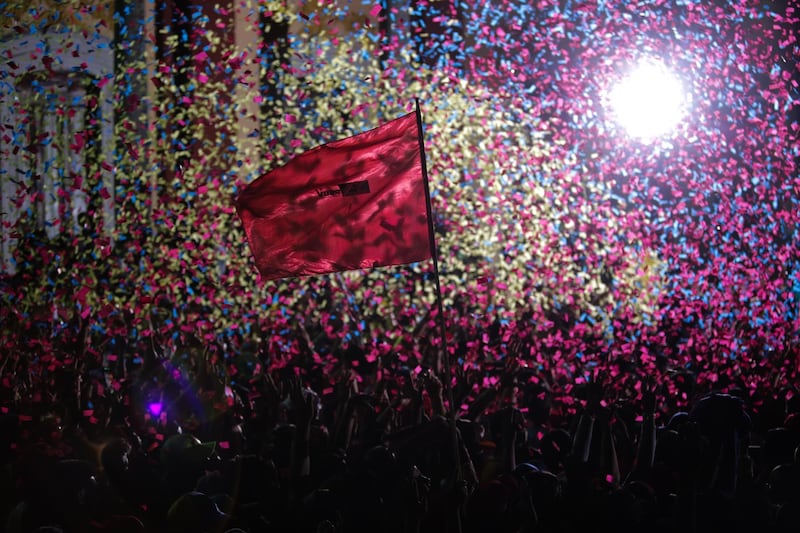 Confetti falls as supporters of Venezuelan President Nicolas Maduro celebrate his re-election in Caracas, Venezuela. Wil Riera / Bloomberg