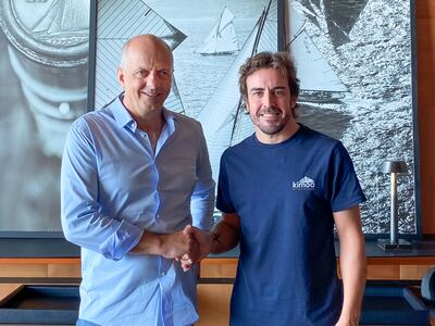 Formula One driver Fernando Alonso, right, with Sunreef Yachts founder Francis Lapp. Photo: Sunreef Yachts