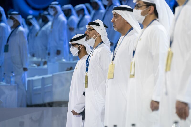 Sheikh Zayed bin Hamdan, Sheikh Khaled bin Mohamed, chairman of Abu Dhabi Executive Office and member of Abu Dhabi Executive Counci,l and Dr Sheikh Sultan bin Khalifa, Advisor to the UAE President.