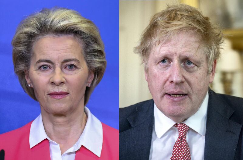 European Commission President Ursula von der Leyen looks on as other leaders speak on the second day of a European Union summit at the European Council Building in Brussels, Belgium October 2, 2020. Aris Oikonomou/Pool via REUTERS