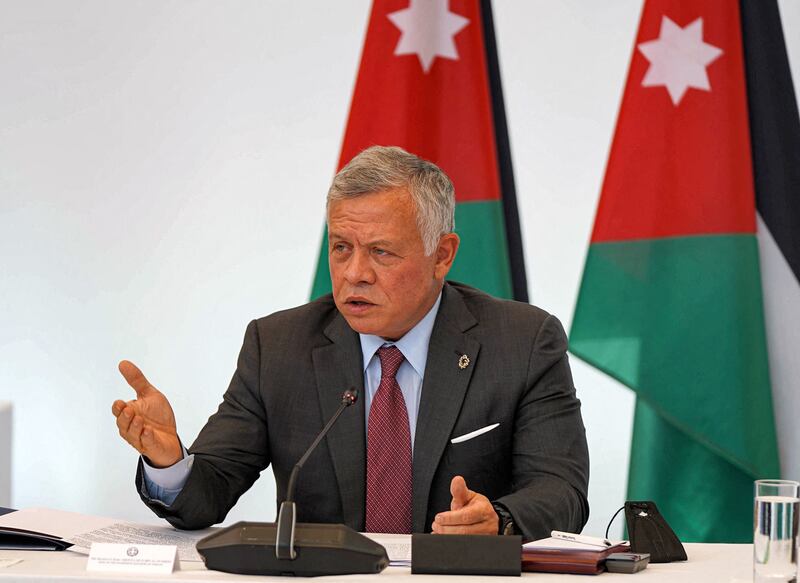 King Abdullah II speaks in Athens during the 3rd Trilateral Summit between Greece, Cyprus and Jordan.