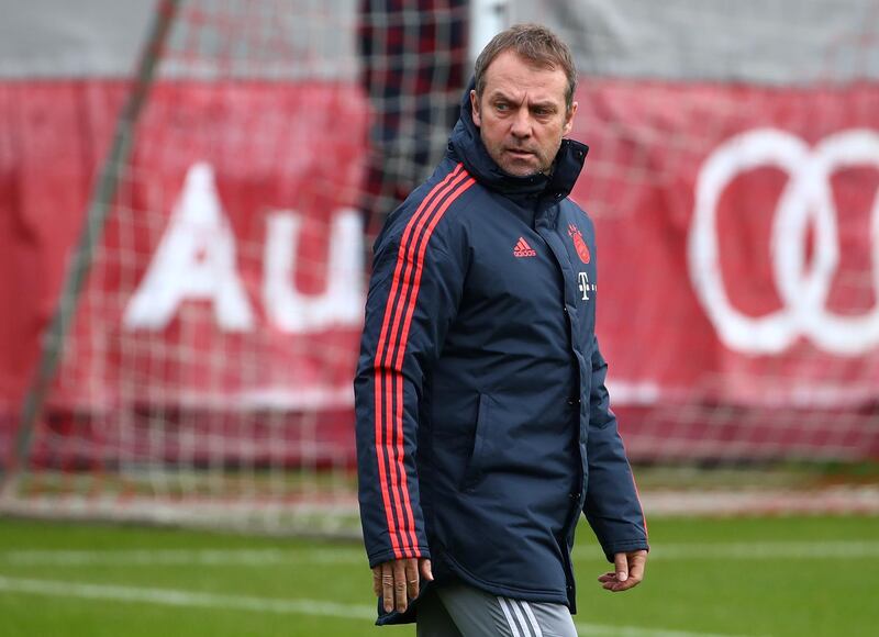 Soccer Football - Champions League - Bayern Munich Training - Saebener Strasse, Munich, Germany - February 24, 2020 Bayern Munich interim coach Hansi Flick during training REUTERS/Michael Dalder