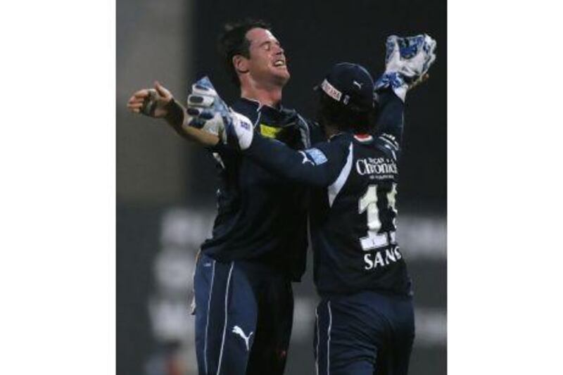 Backed by Kumar Sangakkara, his captain, right, Dan Christian, left, took two wickets.