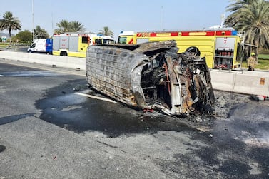 Two people were killed and 12 injured in a road accident on Sheikh Zayed Road. Courtesy: Dubai Police