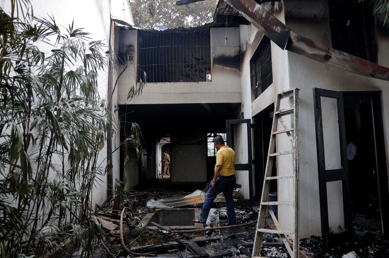 Part of Prime Minister Ranil Wickremesinghe's private residence was burnt by demonstrators. Reuters