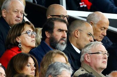 Manchester United hero Eric Cantona, centre, in the stands to watch his former team take on Leicester City at Old Trafford last year. Darren Staples / Reuters