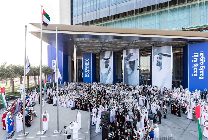 Adnoc celebrated Flag Day with a flag raising ceremony at its headquarters. Courtesy Adnoc