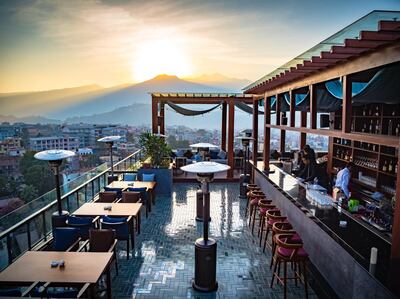 Sunset view from the hotel's rooftop KOKO bar. Courtesy Vivanta Kathmandu