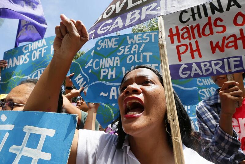 Filipinos protest at the Chinese Embassy in Manila, ahead of the Permanent Court of Arbitration’s ruling on a South China Sea territorial dispute with China. The tribunal ruled in the Philippines’ favour but Michael Auslin warns more conflict is likely in the region. Bullit Marquez / AP Photo