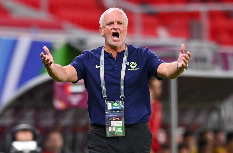 Australia coach Graham Arnold during the World Cup qualifier against the UAE in Al Rayyan. EPA