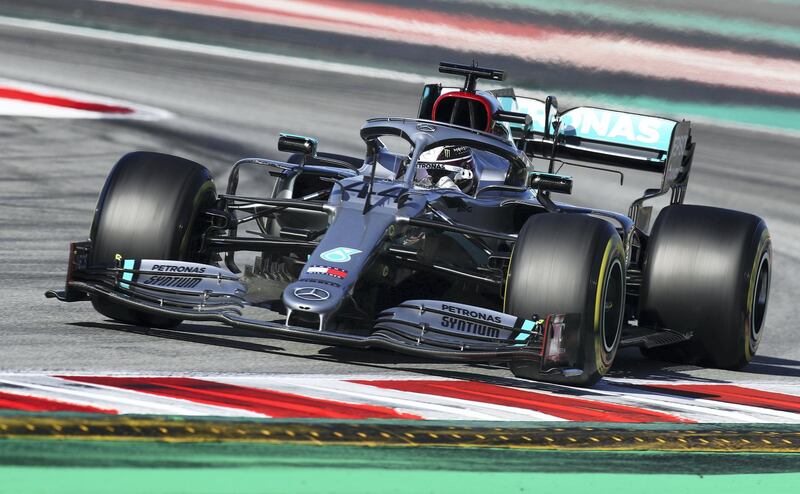 BARCELONA, SPAIN - FEBRUARY 28: Lewis Hamilton of Great Britain driving the (44) Mercedes AMG Petronas F1 Team Mercedes W11 on track during Day Three of F1 Winter Testing at Circuit de Barcelona-Catalunya on February 28, 2020 in Barcelona, Spain. (Photo by Mark Thompson/Getty Images)