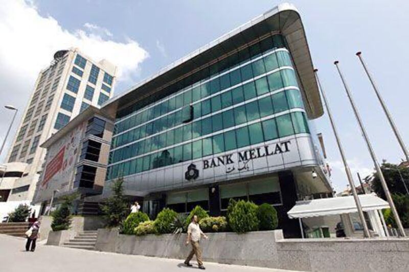 Bank Mellat has 1,800 branches in Iran, in addition to branches in Turkey, South Korea and London. Above, a bank branch in Istanbul. Murad Sezer / Reuters