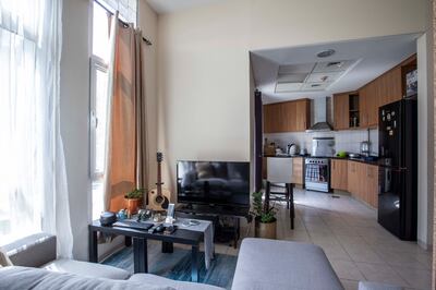 The couple's studio apartment in Discovery Gardens, Dubai. Ruel Pableo for The National