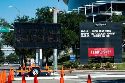 A street sign showing the cancellation of the Astroworld Festival at NRG Park on November 6, 2021, in Houston, Texas. AFP 