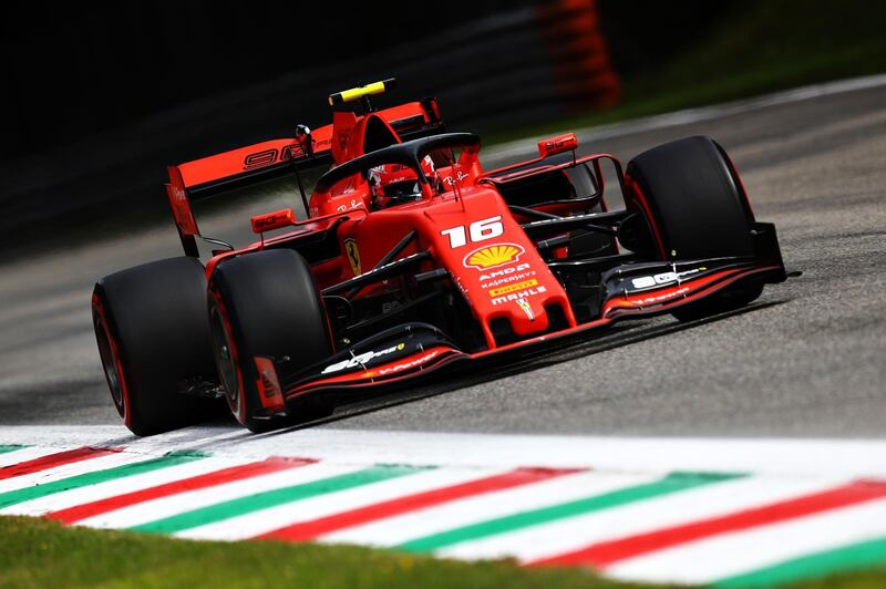 MONZA, ITALY - SEPTEMBER 07: Charles Leclerc of Monaco driving the (16) Scuderia Ferrari SF90 on track during final practice for the F1 Grand Prix of Italy at Autodromo di Monza on September 07, 2019 in Monza, Italy. (Photo by Mark Thompson/Getty Images)