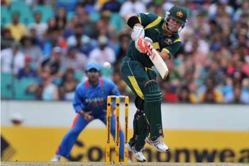 Australia's David Warner his 68 runs off 66 balls against Sri Lanka.