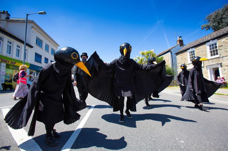 Protestors attend an Extinction Rebellion demonstration in Falmouth, Cornwall. EPA