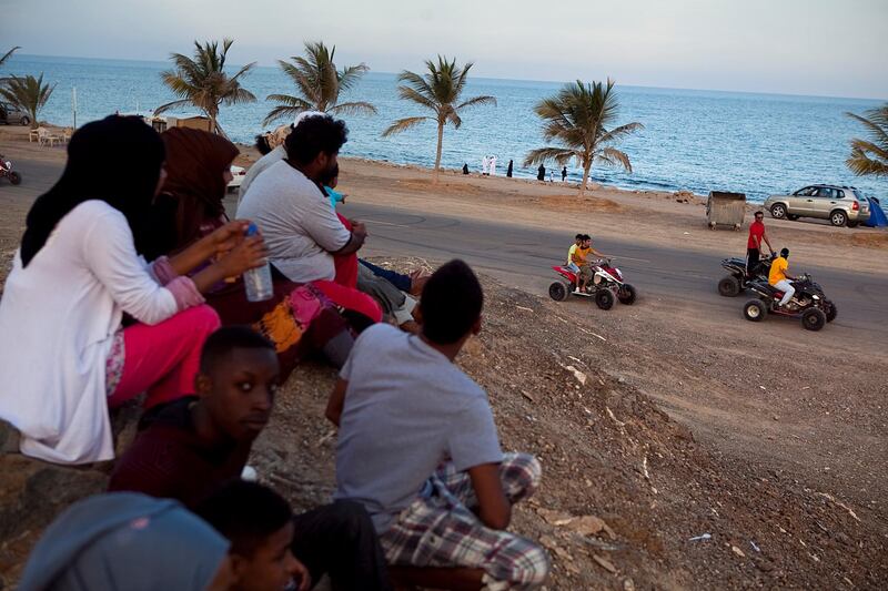 Families from all over the Emirates enjoy a day off in celebration of the Eid al Adha on Sunday, Nov. 6, 2011, at the Diba Beach, a family beach popular with local and expatriate holiday goers. at the (Silvia Razgova/The National)
