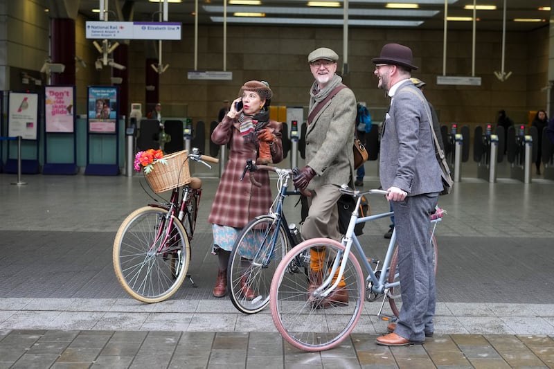 Sixteen years since the first Tweed Run in London, the event sells out every year with about 800 cyclists taking part. PA 