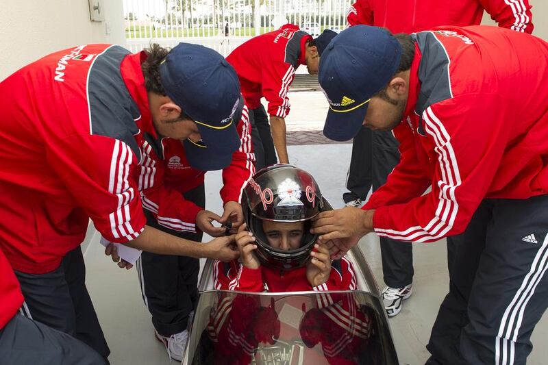 Students from the Petroleum Institute in Abu Dhabi, Abu Dhabi University, UAE University, Khalifa University, Masdar Institute, Nizwa College of Technology, in Oman, College of Technological Studies, in Kuwait, and Team Gernas 114 spent five months designing and constructing single-seater, lightweight hybrid cars following race designs and safety rules. Mona Al-Marzooqi / The National