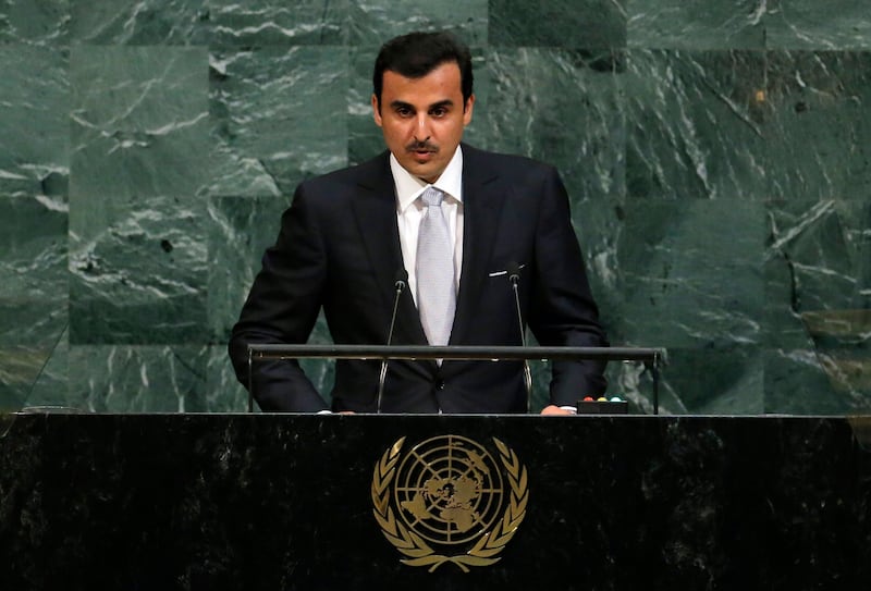Qatar Emir Sheikh Tamim bin Hamad al-Thani addresses the 72nd United Nations General Assembly at U.N. headquarters in New York, U.S., September 19, 2017. REUTERS/Lucas Jackson
