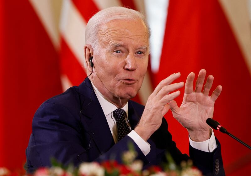 Mr Biden participates in the bilateral meeting to discuss collective efforts to support Ukraine. Reuters