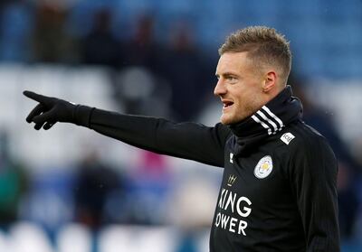 Soccer Football - Premier League - Leicester City v West Ham United - King Power Stadium, Leicester, Britain - October 27, 2018  Leicester City's Jamie Vardy during the warm up before the match   REUTERS/Andrew Yates  EDITORIAL USE ONLY. No use with unauthorized audio, video, data, fixture lists, club/league logos or "live" services. Online in-match use limited to 75 images, no video emulation. No use in betting, games or single club/league/player publications.  Please contact your account representative for further details.