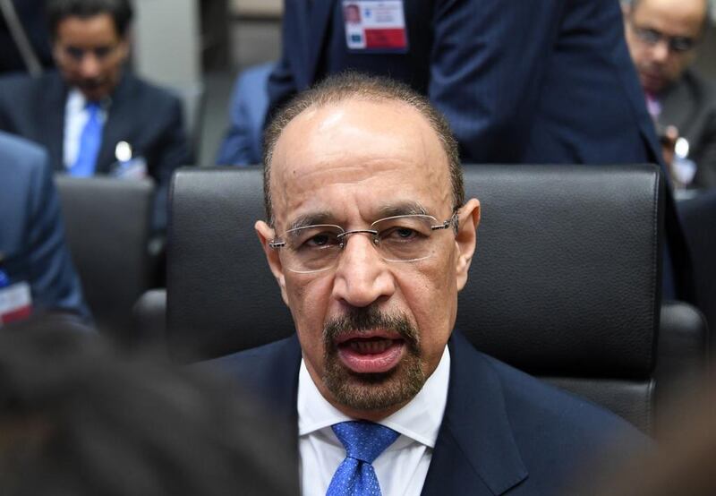 Above, Saudi Arabia’s oil minister Khalid Al Falih. Joe Klamar / AFP