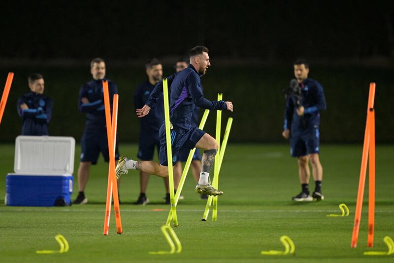 Argentina's Lionel Messi during training. AFP