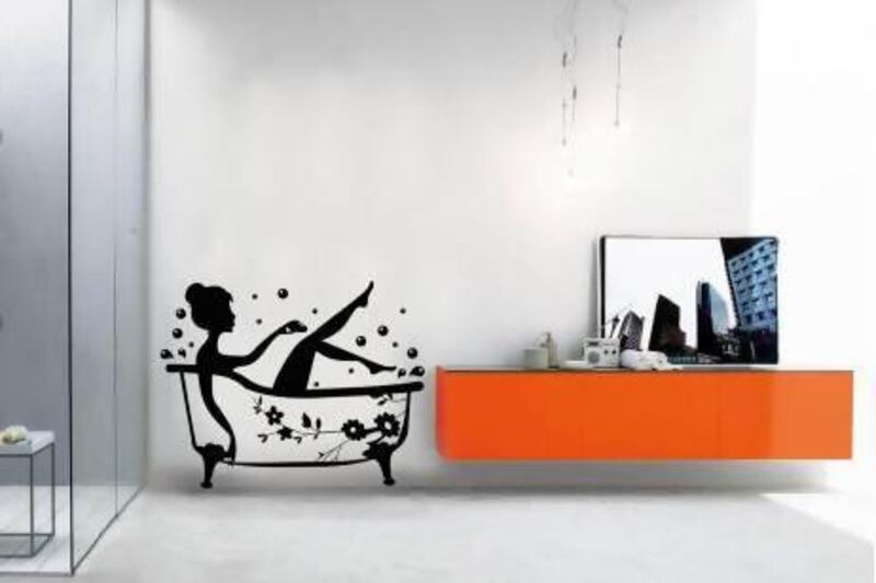 The Tub Time wallsticker can go on walls, glass surfaces, doors, floors or ceilings. Courtesy Wallcravings