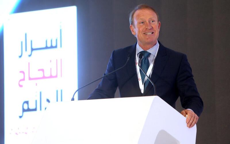 Mark Thompson spoke at the 10th annual International Network of Small and Medium Entreprises on Yas Island this week. Sammy Dallal / The National