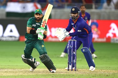 DUBAI, UNITED ARAB EMIRATES - SEPTEMBER 04: Mohammad Rizwan of Pakistan bats during the DP World Asia Cup match between India and Pakistan  on September 04, 2022 in Dubai, United Arab Emirates. (Photo by Francois Nel / Getty Images)