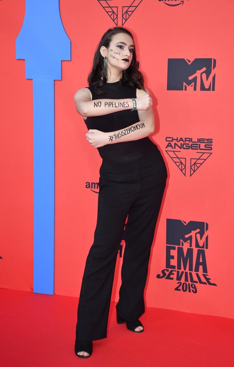 Jamie Margolin attends the MTV EMAs 2019 on November 3, 2019 in Seville, Spain. EPA