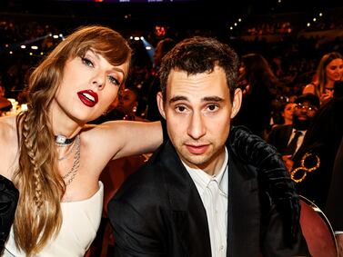 Taylor Swift and Jack Antonoff attend the 66th Grammy Awards in February. Getty