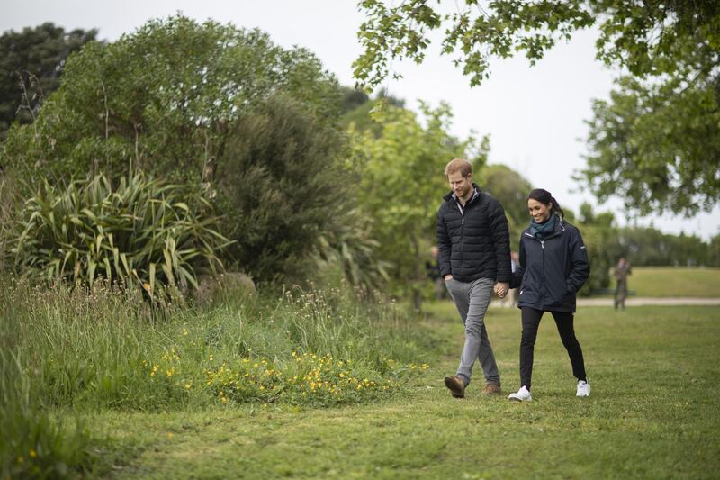 Prince Harry and Meghan explore Totaranui Campground in the Abel Tasman National Park. Getty