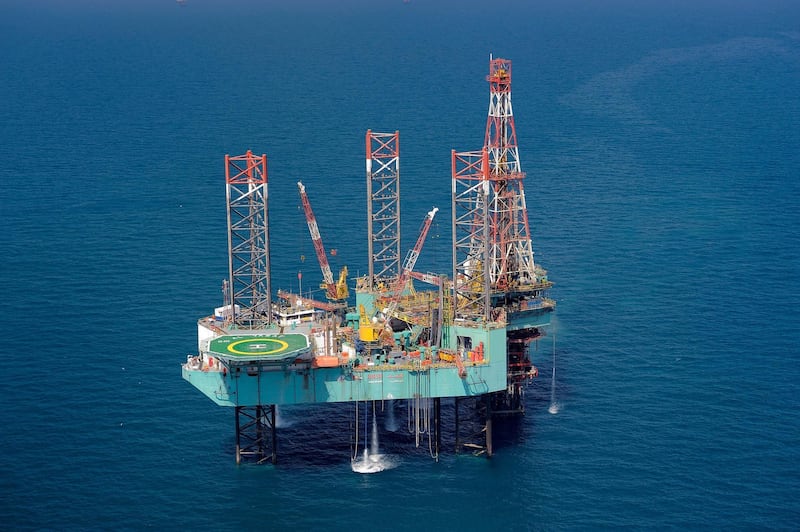 A petroleum offshore rig of Al Yasat. The Belbazem block, which lies 120 kilometres northwest of Abu Dhabi city, is also expected to produce 27 million cubic feet per day of associated gas by 2023. Courtesy: Adnoc
