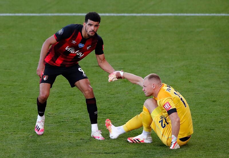 BOURNEMOUTH RATINGS: Aaron Ramsdale - 6: Made a good save at the death to deny Harvey Barnes a late consolation. EPA
