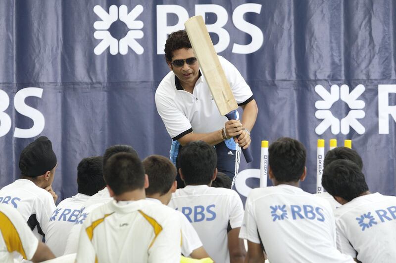 SINGAPORE - JUNE 03:  Sachin Tendulkar conducts a masterclass session with young cricketers at the Singapore Cricket Club on June 3, 2014 in Singapore.  (Photo by Suhaimi Abdullah/Getty Images)