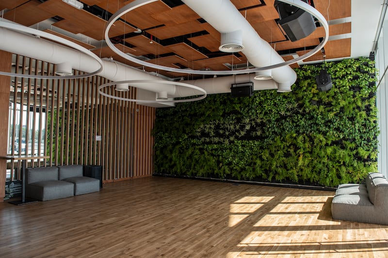 One of the yoga spaces, located on the ground floor, at The Bridge.